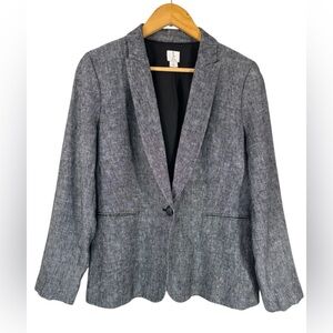 J.Crew Women’s Size 12 One-Button Linen Blazer Gray Fully Lined